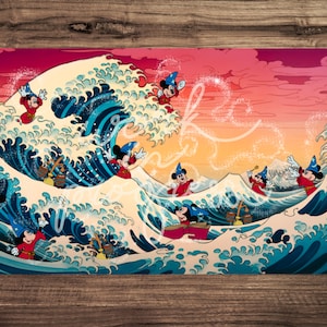 Tapis de jeu vagues fantastiques Lorcana | Taille standard de 14 x 24 po. | Options non zonées et zonées | Peut également être utilisé comme tapis de bureau, tapis de souris, décoration