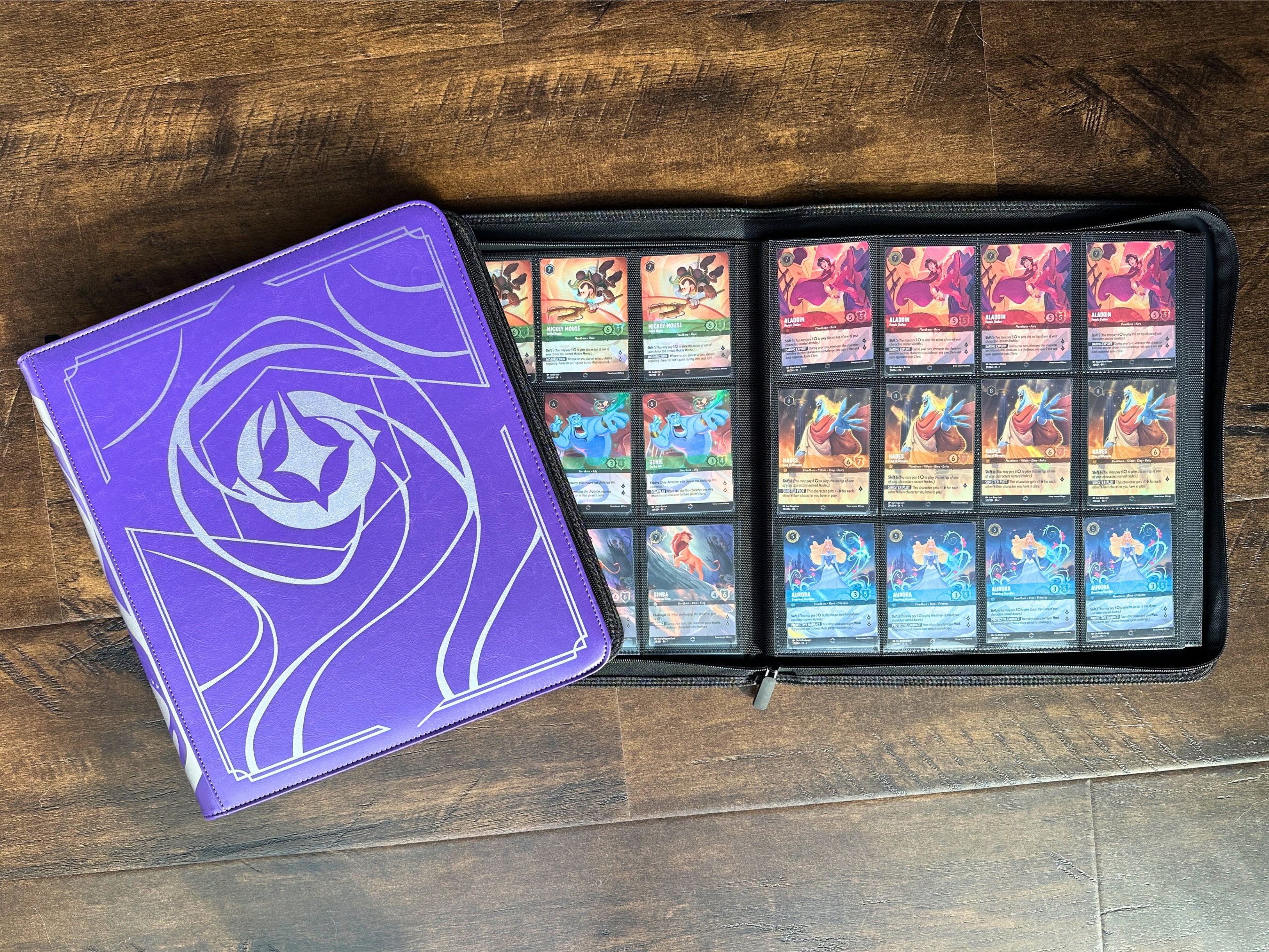 Purple Lorcana Lore Book TCG Binder: Zippered 12-pocket Card