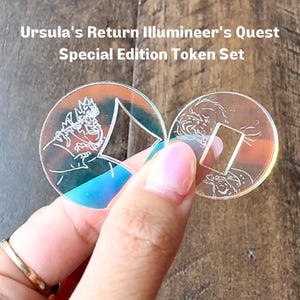 Ursula&#39;s Return Illumineer&#39;s Quest Lore and Draw Tracker Token Set | Double Sided | Includes Pouch | Compatible with Lorcana TCG