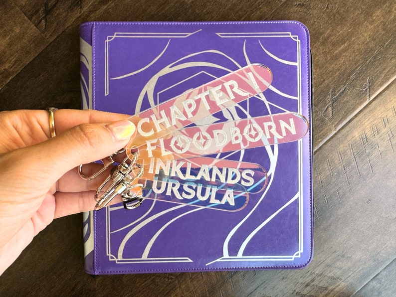 Zipper Pulls to organize Lorcana TCG binders in iridescent color. Available for Lorcana, Chapter 1, Floodborn, Inkands, and Ursula set names.