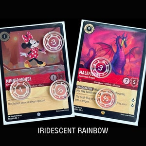 Iridescent Lorcana TCG Damage Token | Optional Embroidered Personalized Storage Pouch Set  | 1, 3, 5 Damage
