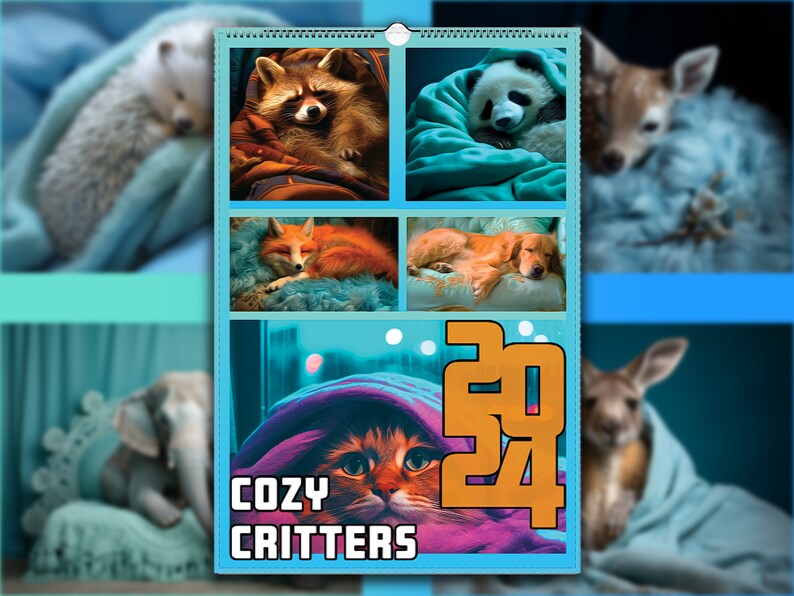 Cozy Critters 2024 Large Wall Calendar Quirky, Weird, Funny Cute Art