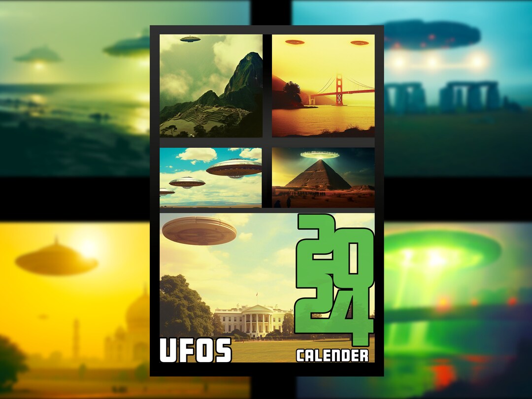 Ufos 2024 Large Wall Calendar Weird & Quirky Art, Alien Decor, Vertical