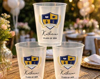 Bicchieri satinati personalizzati con logo universitario, regali di laurea, bicchieri di laurea con nome dell'università, personalizza i tuoi bicchieri universitari, ricordo della laurea