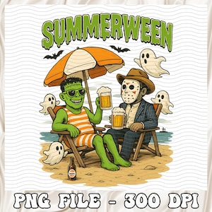 Horror Summer Halloween Png, Funny Summerween Png, Horror Summer Png, Halloween Horror Characters Png, Trendy Summer Halloween Shirt Png