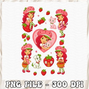 Strawberry and Friends Characters, Berry Sweet Girl Cartoon Kids PNG, Holiday 2025 Vibes, Best Friends Forever, Girl Birthday Gift Png