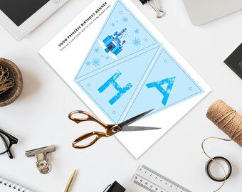 Snow Princess Happy Birthday Banner: DIY Printable Party Decor (PDF Download)