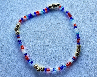 Stars and Stripes, Red, white and blue beaded Bracelet