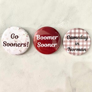 3 pack of Oklahoma gameday buttons/pins
