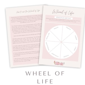Wheel of Life Worksheet Template, Wheel of Life Printable Planner, Wheel of Balance, Self Improvement, Life Goals, Digital Download, PDF