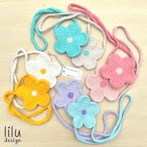 Sac au crochet marguerite pour enfants et tout-petits, sac au crochet de fleurs fait main, joli sac bohème à bandoulière pour filles, sac d'été en coton, cadeau pour les enfants