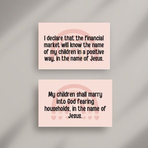 24 Prophetic Declarations Cards| Declarations over your children | from a Christian perspective| to Declare,Pray & Battle for our Children.