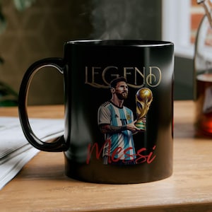 Legend Messi Black Mug,11oz, 15oz,Soccer Coffee Mug,World Cup Messi Mug,Gift for Her,Gift for Him,Birthday Gift,Gift for Friend,Goat Cup Mug