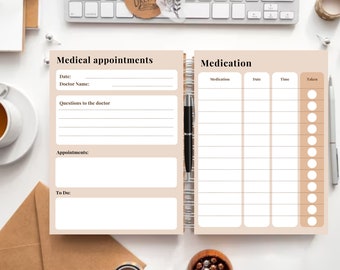 Medical Appointment Planner: Medication Tracker, Health Checklist (Printable)