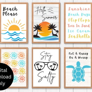 Summer Prints Wall Set | Beach Decor Wall Art | Summer Printable Wall Art | Coastal Printable Wall Art | Digital Download, Summer Gallery