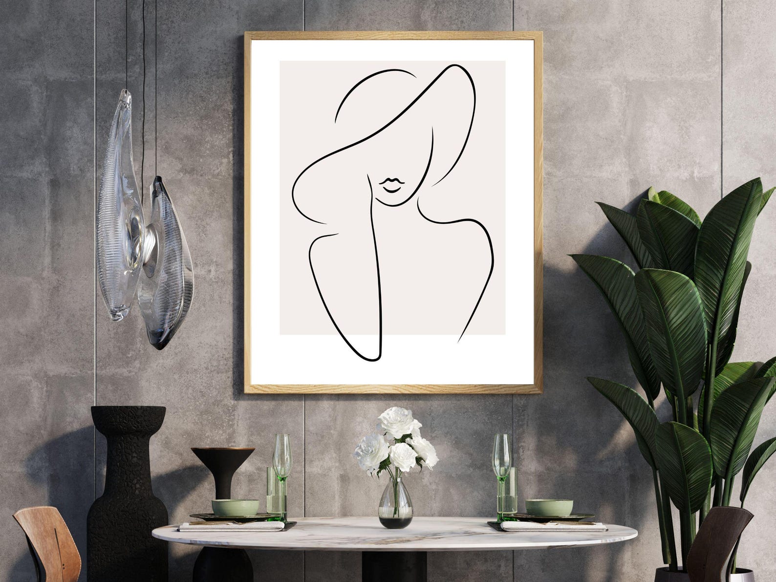 Abstract Woman Face Printable, Woman Line Art Print, Printable Female ...