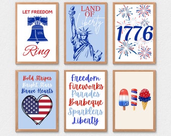 Amerikanische Flagge druckbare Kunst, 4. Juli druckbare Kunst, Gedenktag Kunstdrucke, Dekoration zum 4.