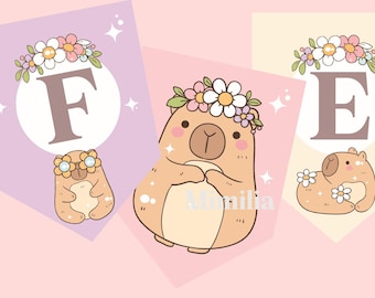Printable Happy Birthday Capybara Banner PDF Capybara Children's Decoration Banner Capybara Party Capi Fest Digital Download