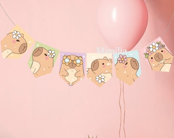 Capybara Pennant Digital PDF File Printable Capybara Birthday Banner Capybara Fest Digital Download
