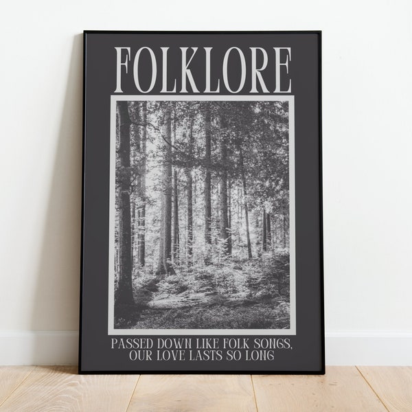 Folklore Taylor Swift Digital Poster Print Download Album Music Lyrics Quote Swiftie Gift Merch Wall Art Home Decor Trees Printable