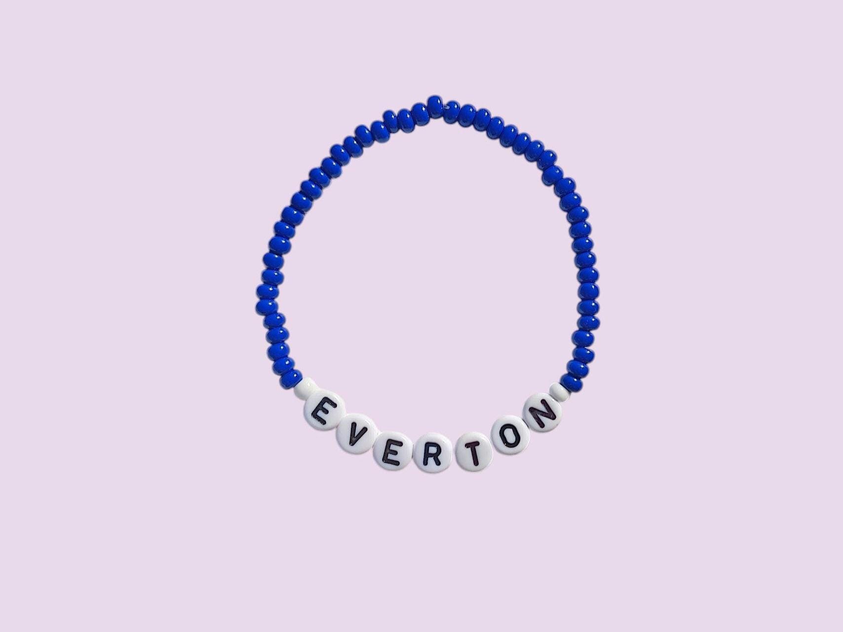 Everton FC Beaded Bracelet With Tag & Heart Charm – Adjustable Football Fan Jewelry For Women, UK-Made Gift-966245