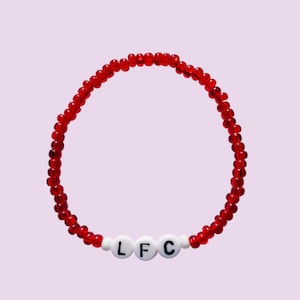 Braccialetto di perline rosse del Liverpool FC - Gioiello fatto a mano per i tifosi del Liverpool FC con perline di vetro rosso
