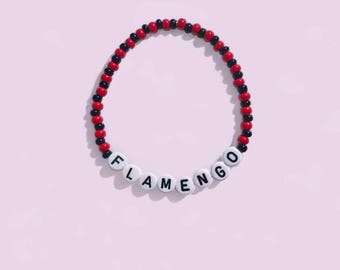 Flamengo Perlenarmband - Rot & Schwarz Handgefertigter Fußball Fan Schmuck - Geschenk für Fußball Liebhaber