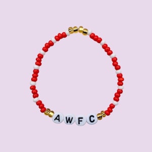 Arsenal AWFC Beaded Bracelet – Red, White & Gold Handmade Football Supporter Gift