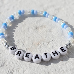 Breathe bead bracelet in blue and silver