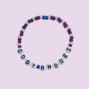 Cody Rhodes Beaded Bracelet – Handmade WWE Wrestling Jewelry – Red, White & Blue Fan Gift – with Free Shipping