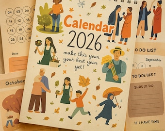 Calendario digital 2026 / Planificador ilustrado (PDF imprimible)