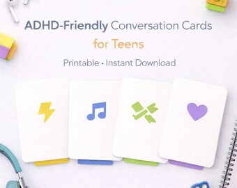 Tarjetas de conversación sobre TDAH para adolescentes / Juego familiar divertido (PDF imprimible)