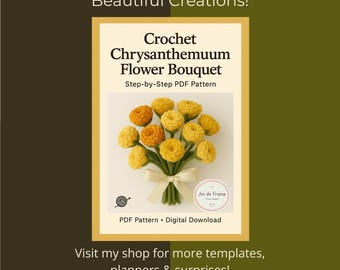 Patrón de ramo de crisantemos a crochet: decoración DIY para el hogar (descarga digital en PDF)