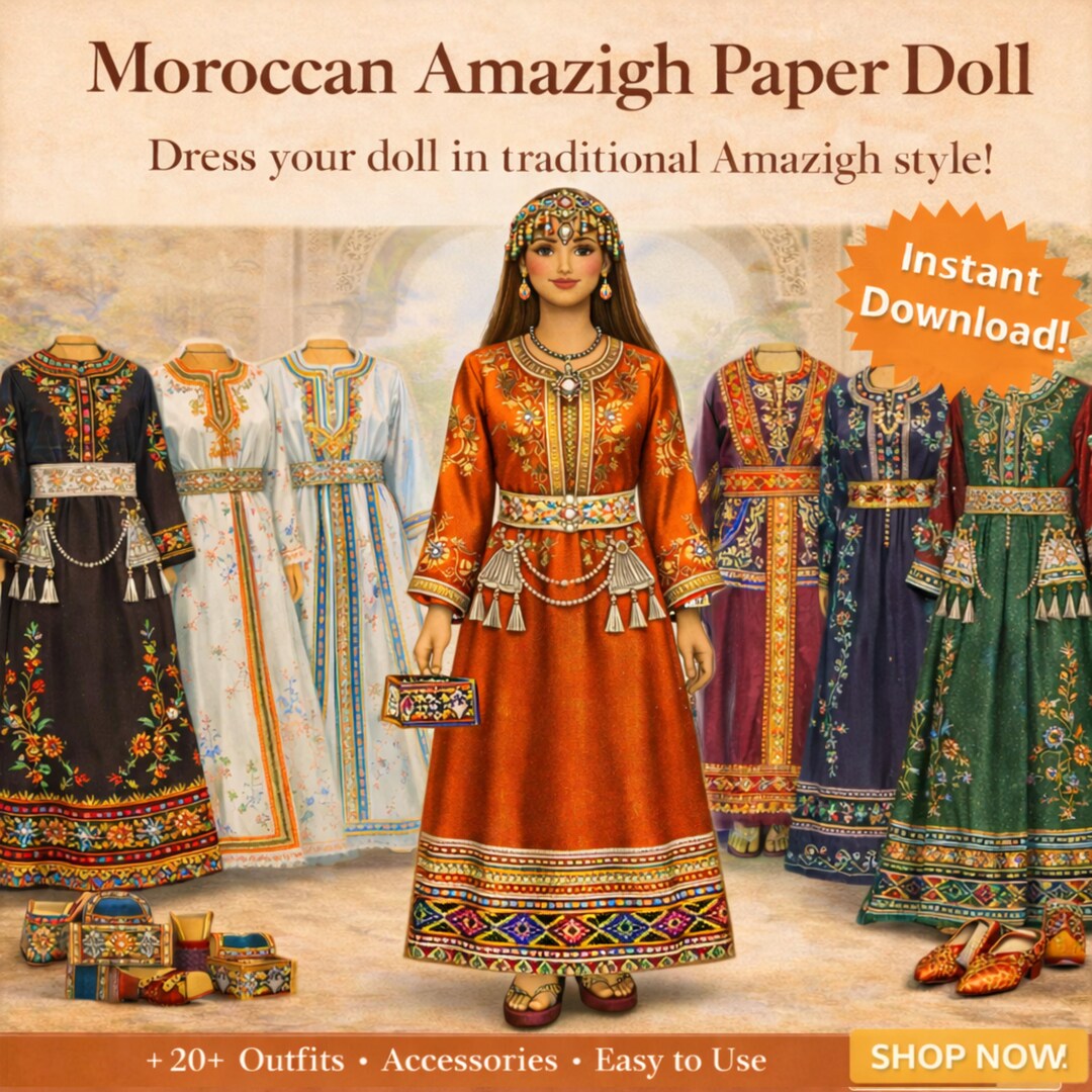 Moroccan Paper Doll, Traditional Dress-up Set (digital Download) - Etsy