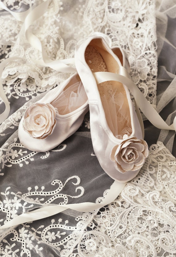 Pearly Rose White Ballet Slippers