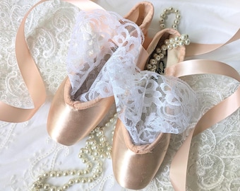 Vintage Ballet Pointe Shoes with Ribbons and Lace. Dance Gift, Vintage Home Decor, Ballerina Room, Nursery Accent, Ballet Shoe Collectible.
