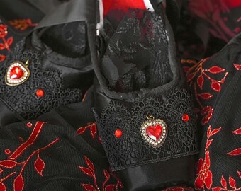 Black Satin Ballet Pointe Shoes with Ruby Heart Rhinestones and Black Lace. Ballet Gift. Dance Studio Display. Ballet Wall Hanging.