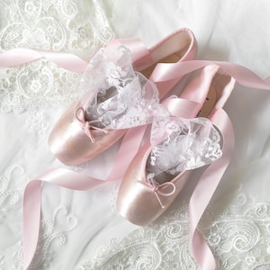 Vintage Capezio Ballerina Pointe Shoes: Pink Satin, Lace & Ribbons