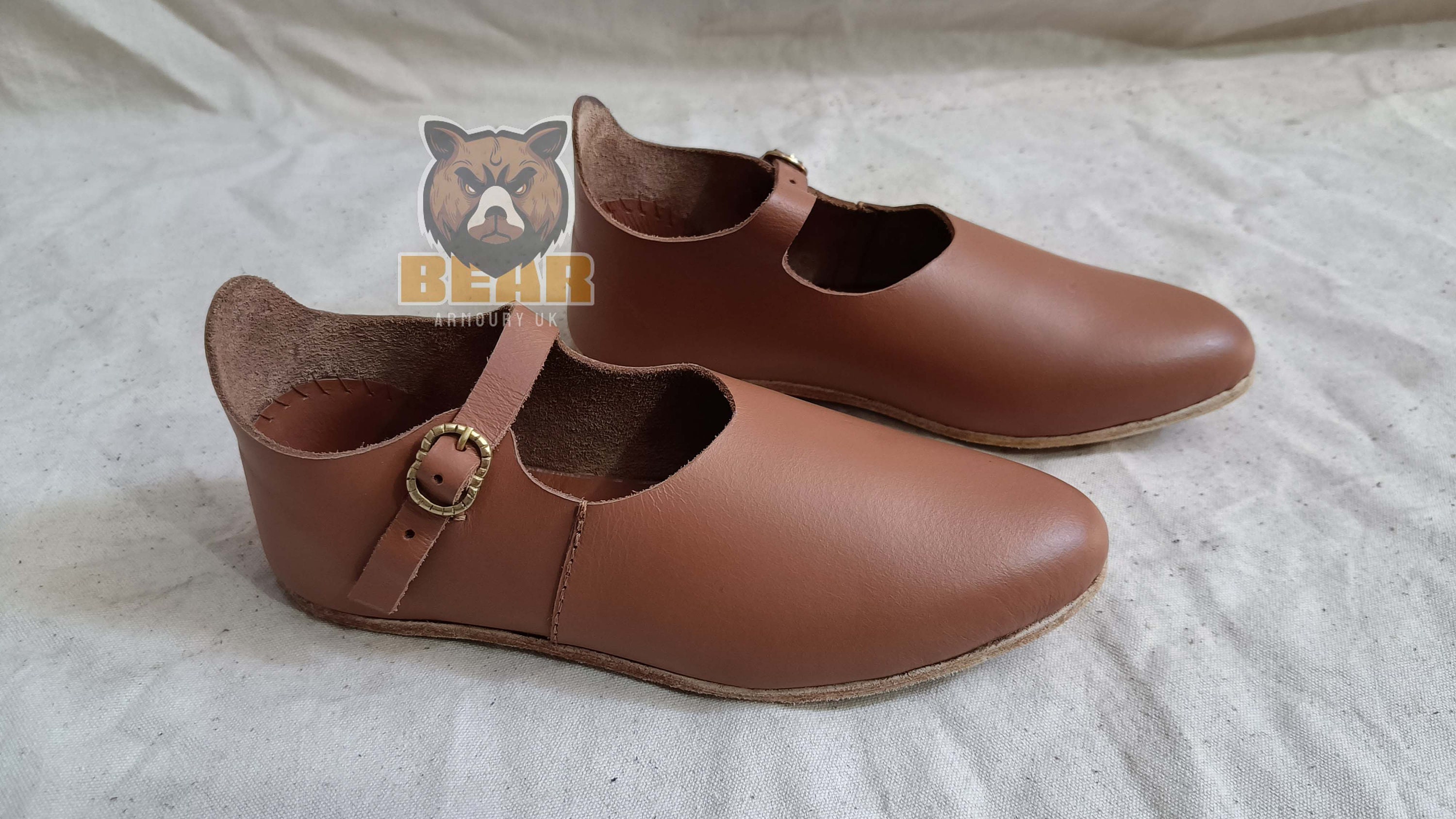 Nobility Shoes Late Medieval Straps Shoes With Buckles Tanned