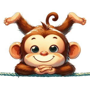 Affe Sticker süßer Aufkleber im Comic Stil Wandtattoo Autoaufkleber Deko Geschenkidee für Kinder Tierfreunde und Dschungel Fans