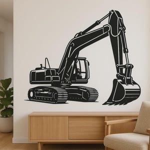 掘削機の壁ステッカー、建設車両ステッカー、子供部屋の壁、キャンピングカー、ノートパソコン、小さなビルダーやテクノロジーファンへのギフト