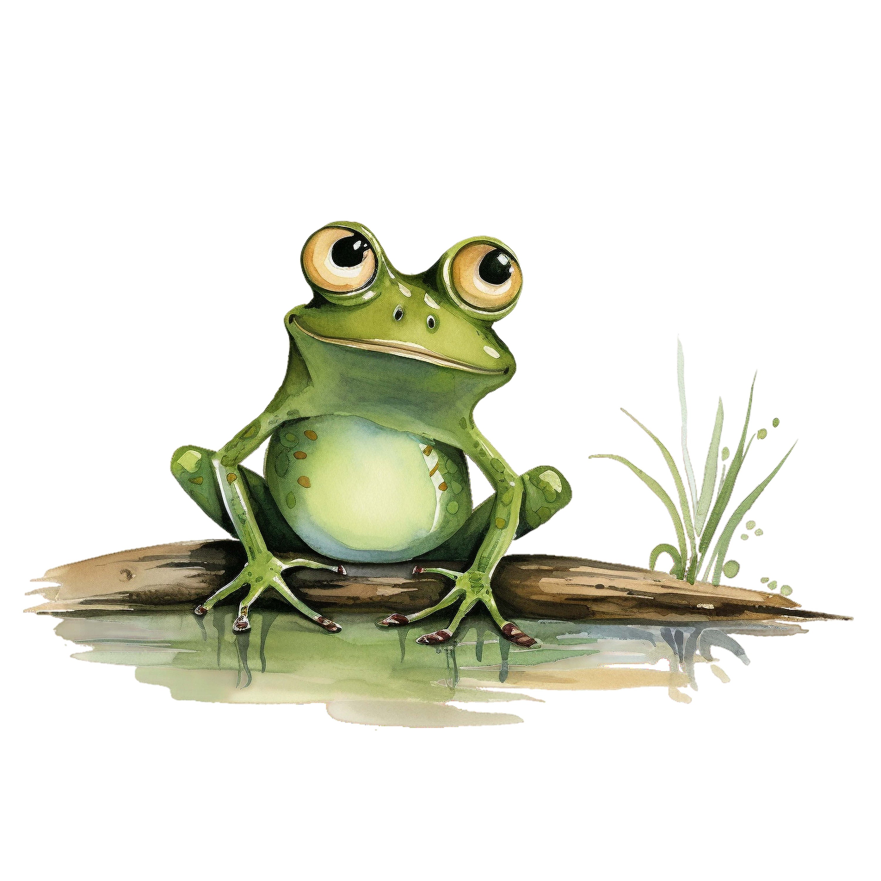 Geburtstagskarte Mit Aquarell-Frosch - 145 X 145 Mm, Glatt, Für Besondere Grüße