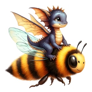 かわいいドラゴンの蜂のステッカー、ファンタジーステッカー、かわいい神話上の生き物のモチーフ、子供、女の子、ノートパソコン、車の装飾、漫画へのプレゼント