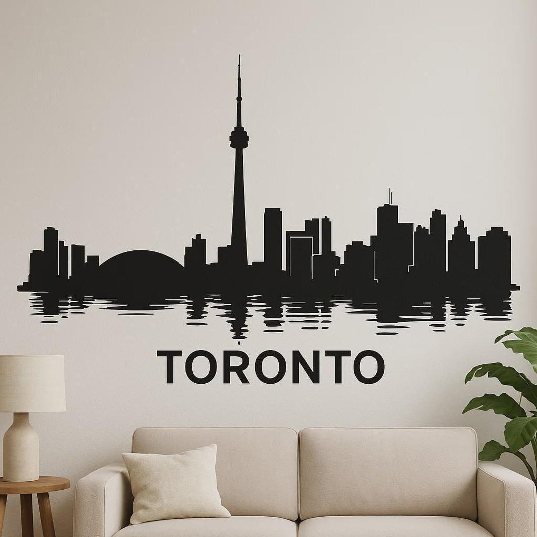 Toronto Cityscape Wall Sticker Skyline Motif With CN Tower as a Sticker ...