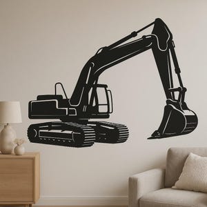 掘削機の壁ステッカー、建設車両ステッカー、子供部屋の壁、キャンピングカー、ノートパソコン、小さなビルダーやテクノロジーファンへのギフト