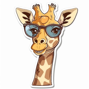 Autocollant de voiture girafe de dessin animé mignon avec lunettes de soleil, vinyle résistant aux intempéries pour l'extérieur