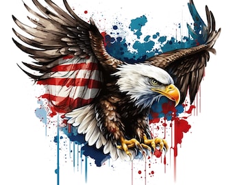 USA Eagle Sticker – Patriotic Eagle Vinyl Sticker with Flag & Splash Design