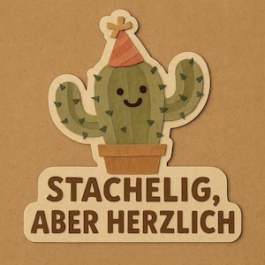 Cactus con cappello da festa – con la scritta "Pungente ma robusto" – Adesivo divertente per auto – resistente alle intemperie – regalo per gli amanti delle piante e dell'umorismo