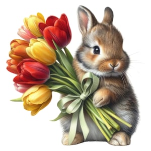 Cute Rabbit with Flowers – Boho Animal Car Sticker – Funny Nature Sticker for Car, Laptop & Decoration