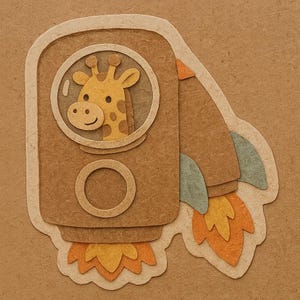 Jirafa con casco espacial en cohete – Divertida pegatina de dibujos animados – Resistente a la intemperie – Regalo para amantes de los animales, el espacio y el humor